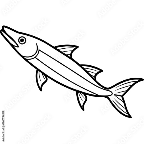Sleek Barracuda One-Line Vector Art