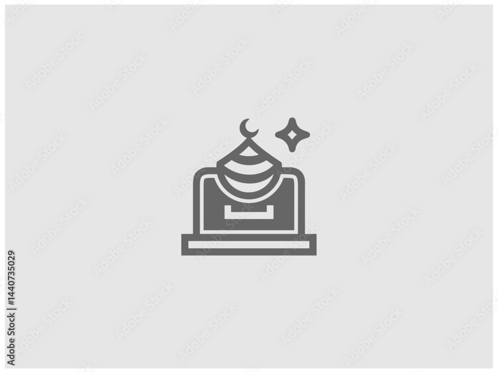 Simple, grayscale vector graphic of a stylized banner or icon.