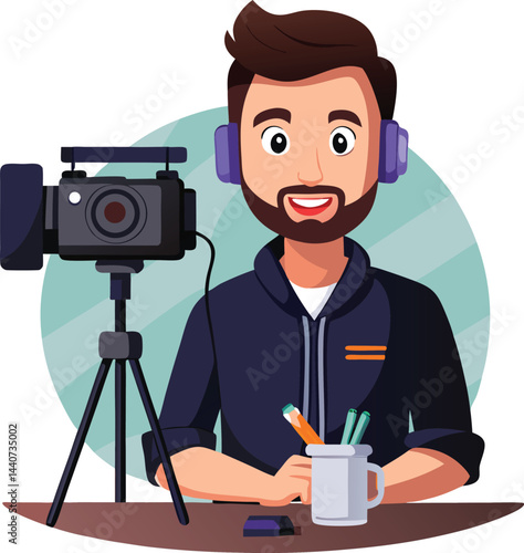YouTuber recording video 