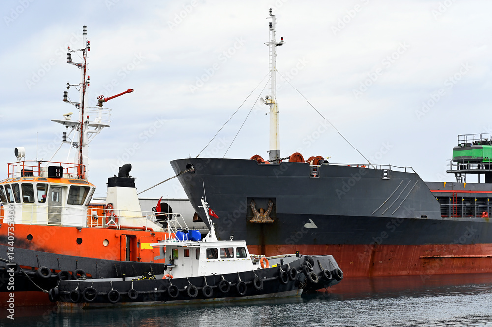Naklejka premium dry cargo ship, transatlantic, container ship