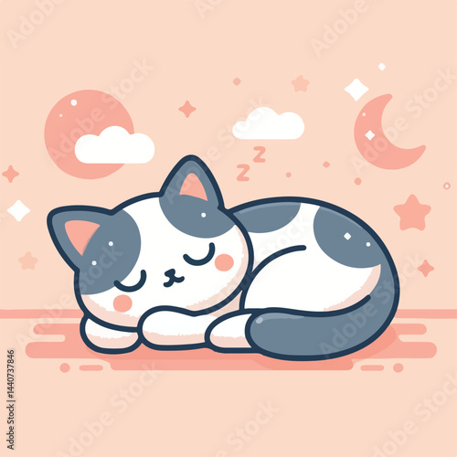 cute cat sleeping image vector