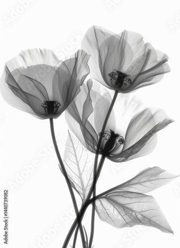 X-ray view of flowers - artistic floral composition