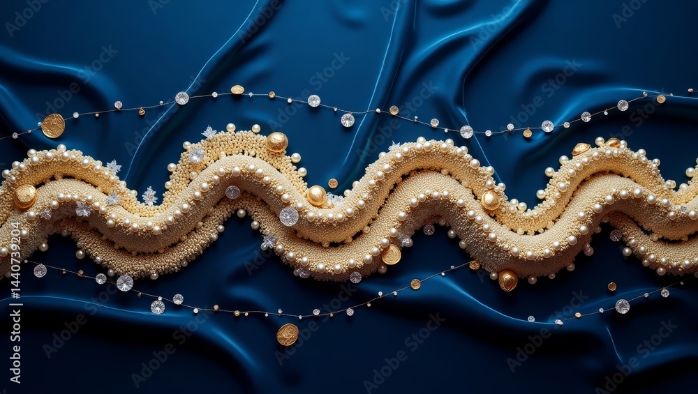 Obraz premium Timeline richly adorned with luxurious gemstone rivers and golden highlights, ideal for exclusive financial success presentations and investment strategy visuals