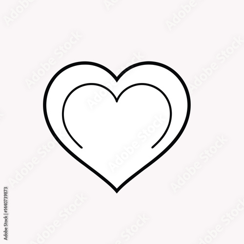 Valentine Heart Outline Vector on White Background