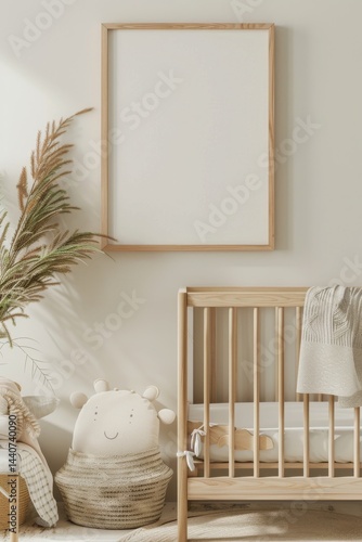 Gallery wall consists of three posters in mockup style hanging from the wall in the nursery.