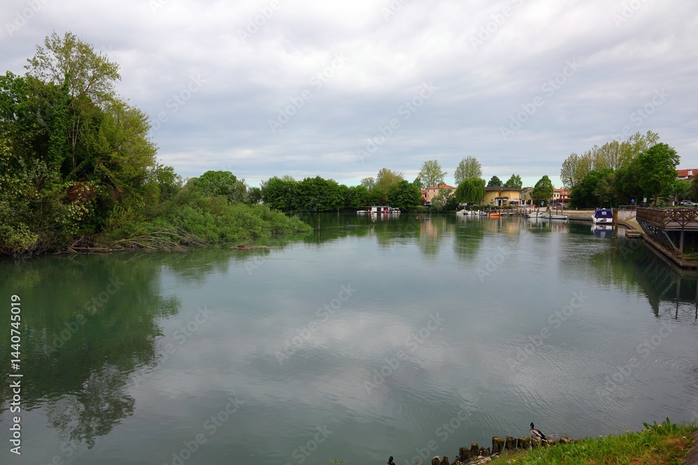 loop of the SILE River in the village of CASIER in the province of Treviso in the VENETO Region of Northern Italy