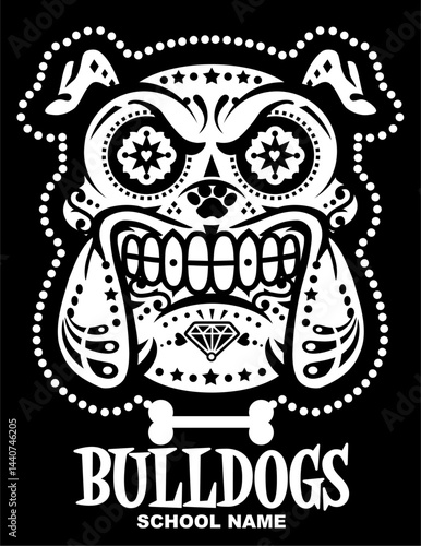 sugar skull bulldogs team design for school, college or league sports