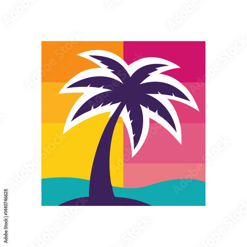 plam tree vector art icon 