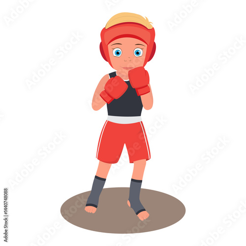 Flat Vector Illustration of Martial Arts Kids, Training Children Wearing Kimono. Item 2