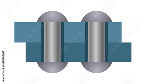 Double riveted connection of two metal plates