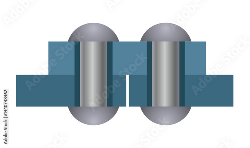 Riveted connection of two metal plates vector