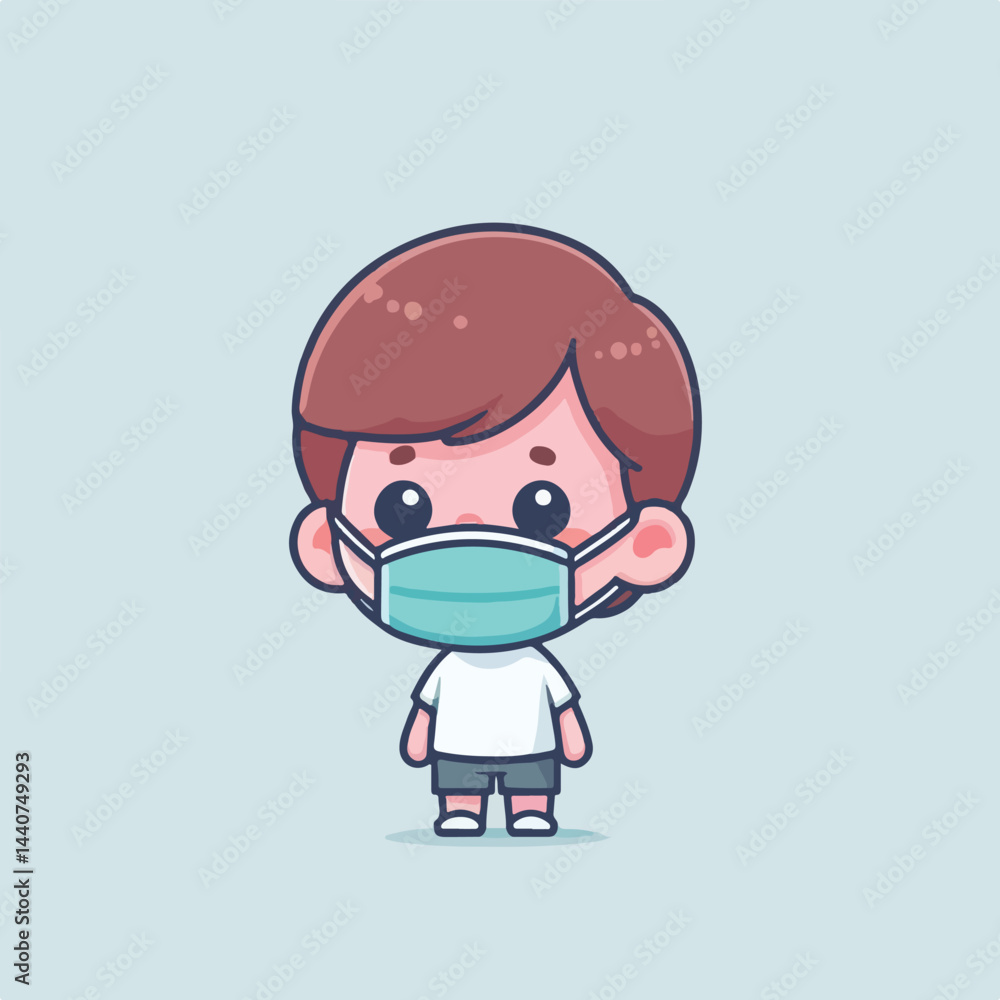 vector image of a child wearing a mask