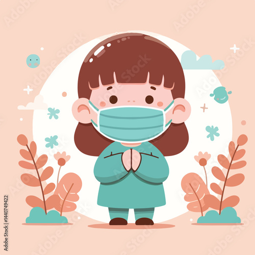 vector image of a child wearing a mask