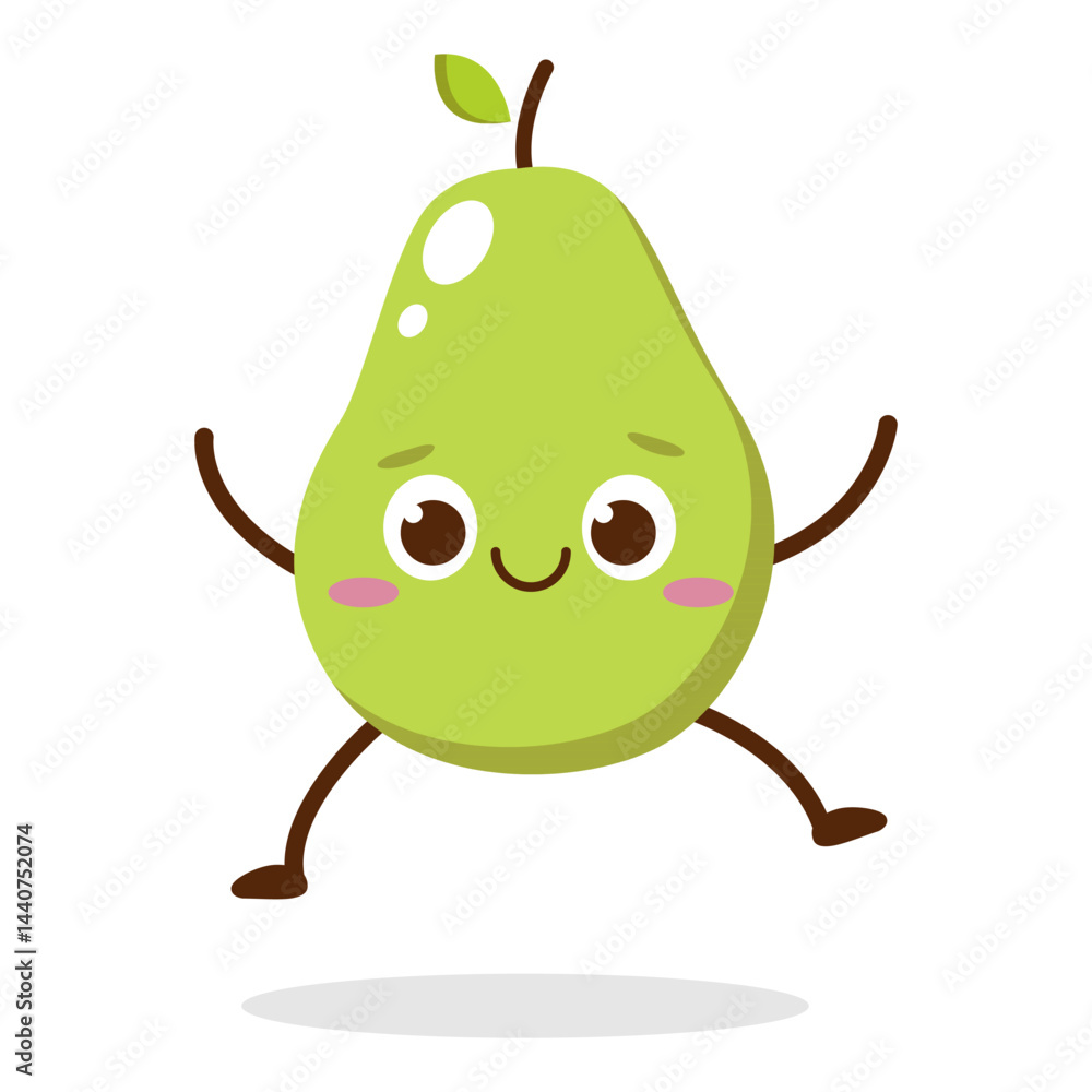 Cute Smiling Green Avocado Character. Kawaii Green Fruit Mascot Style Vector. Cute vector character set in various action emotions. Collection symbols isolated on a white background Cute Smiling Green Avocado Character. Kawaii Green Fruit Mascot Style Vector. Cute vector character set in various action emotions. Collection symbols isolated on a white background