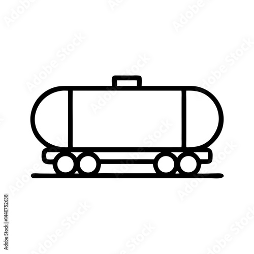 Oil tank on railway platform in minimalist style, icon, vector  