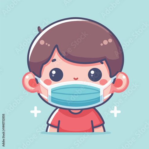 vector image of a child wearing a mask