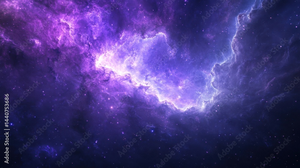 A Stunning Cosmic Scene: Bright Purple Nebula with Glowing Stars and Mysterious Background A Stunning Cosmic Scene: Bright Purple Nebula with Glowing Stars and Mysterious Background