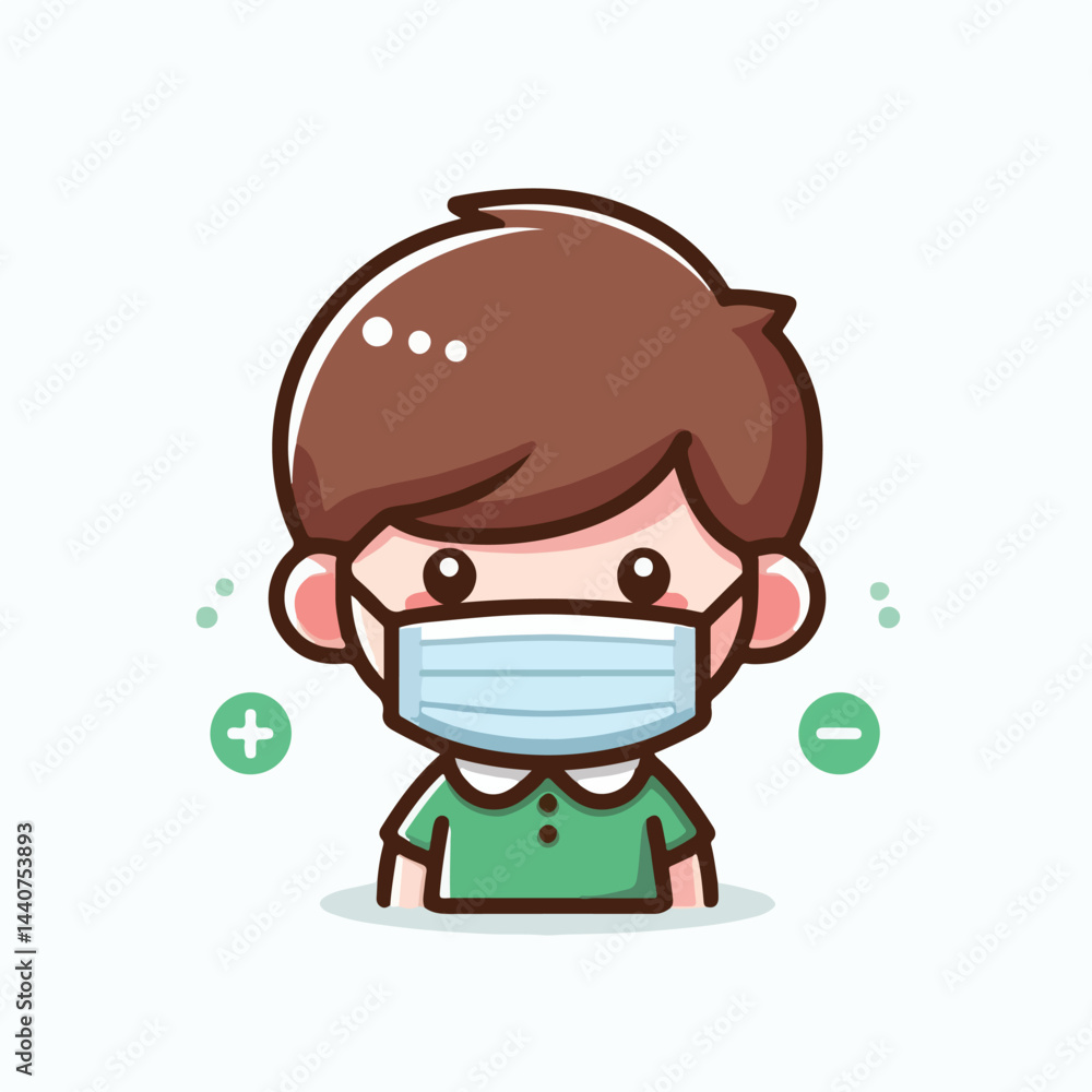 Obraz premium vector image of a child wearing a mask