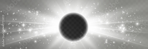 Bright glowing light effect, white shining rays background, transparent glow backdrop for text, realistic light burst.