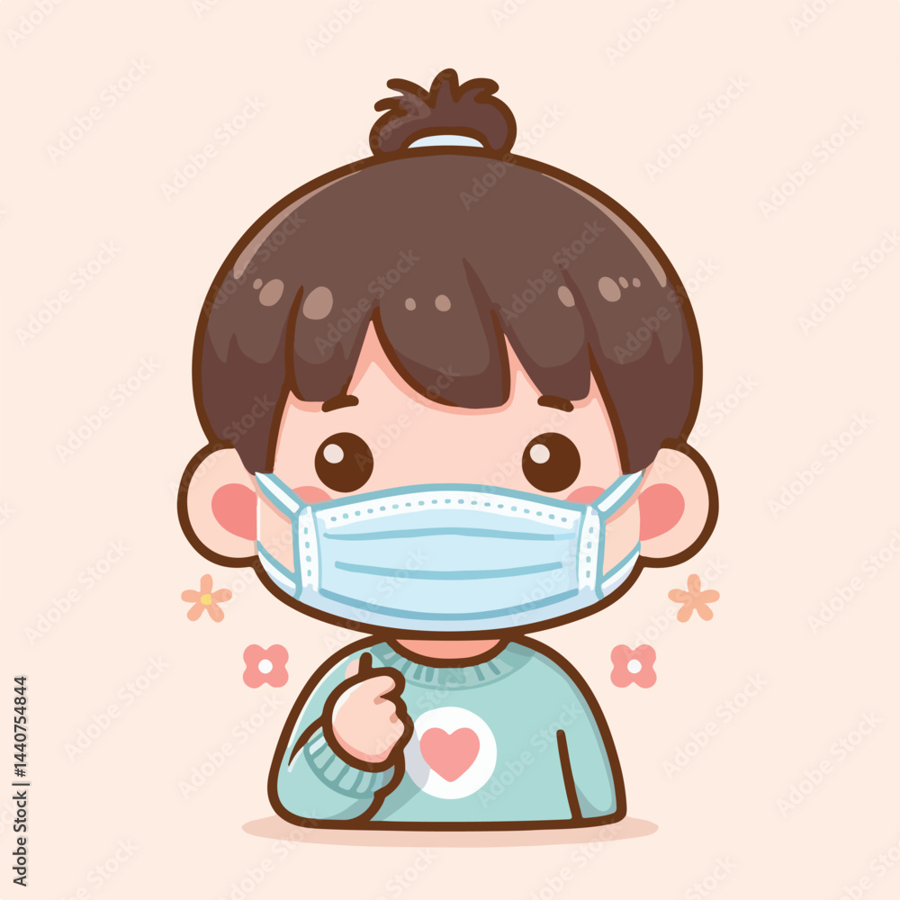 vector image of a child wearing a mask vector image of a child wearing a mask