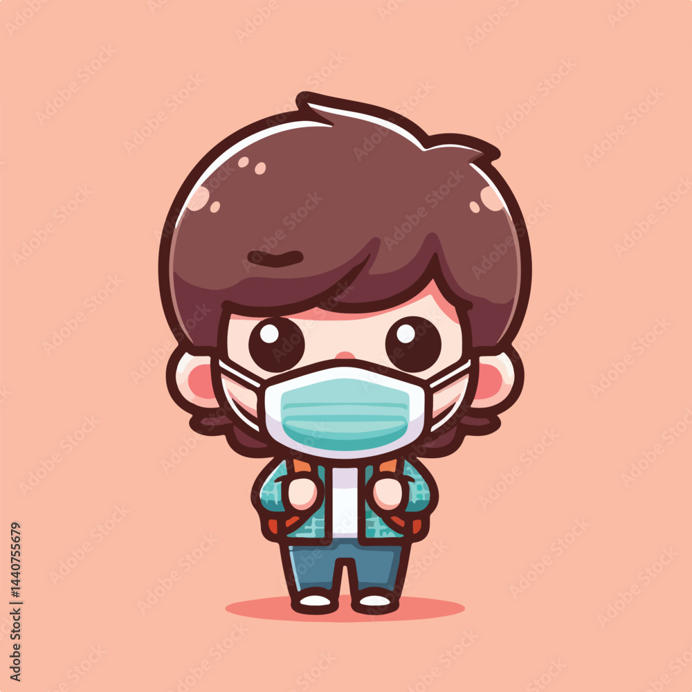 vector image of a child wearing a mask vector image of a child wearing a mask
