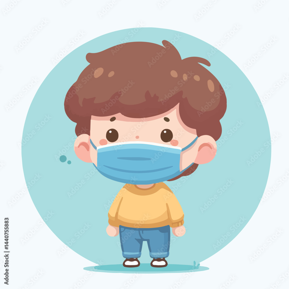 vector image of a child wearing a mask vector image of a child wearing a mask