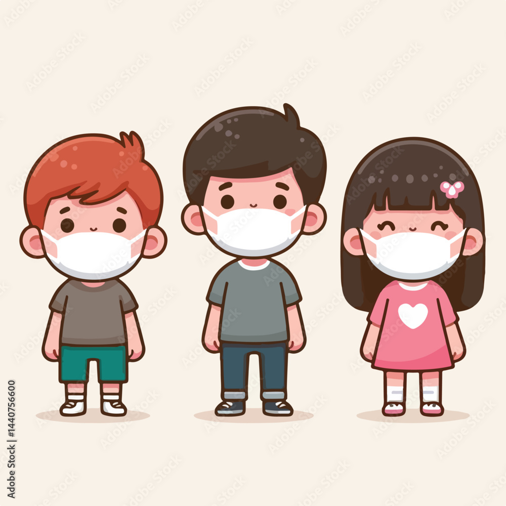 vector image of a child wearing a mask vector image of a child wearing a mask