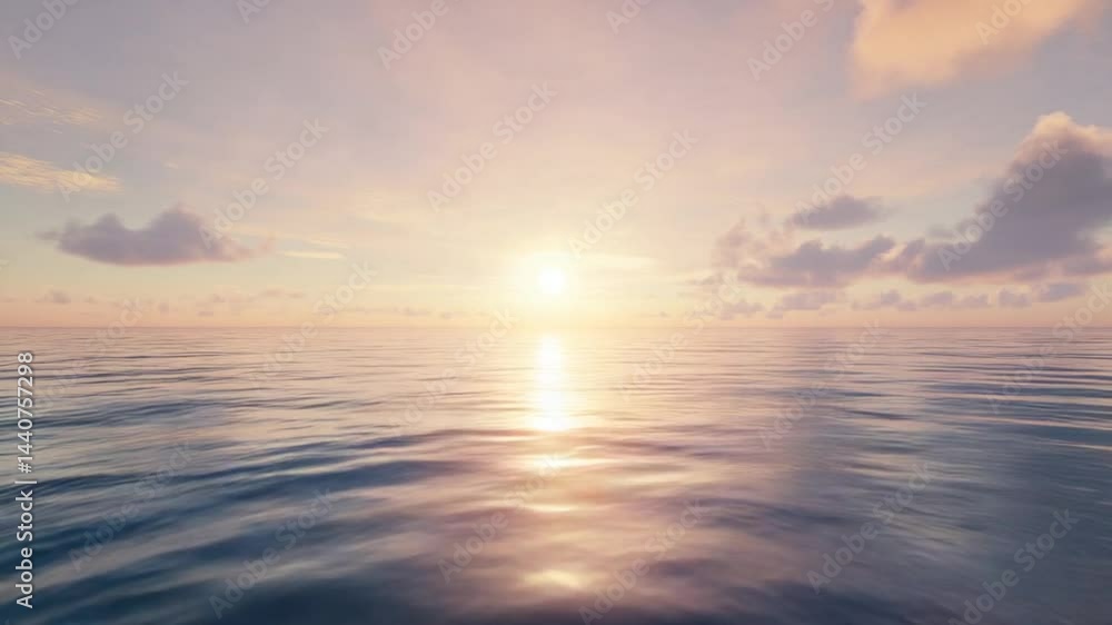 Calm Ocean at Sunset, Reflections of Light, Golden Hour tranquility by the sea Calm Ocean at Sunset, Reflections of Light, Golden Hour tranquility by the sea