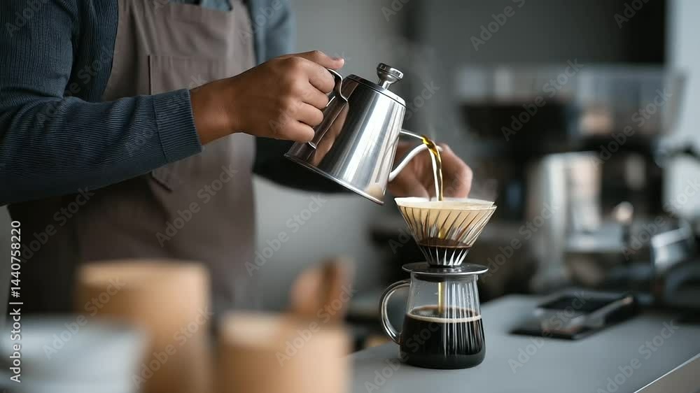 putting coffee to the glass putting coffee to the glass