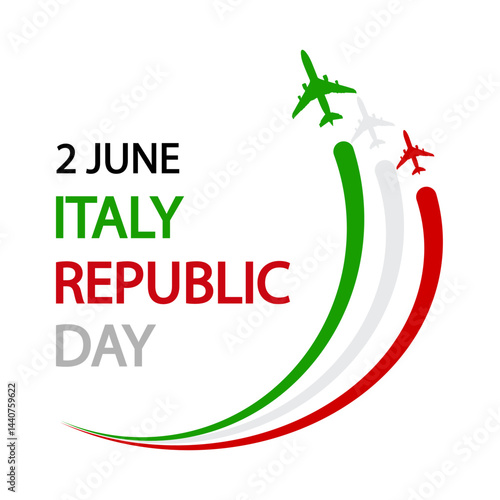 Italy republic day airplanes flag, vector art illustration.
