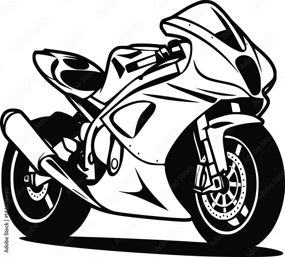 Bold Black And White Fast Motorcycle. Vector Illustration Isolated On White Bold Black And White Fast Motorcycle. Vector Illustration Isolated On White
