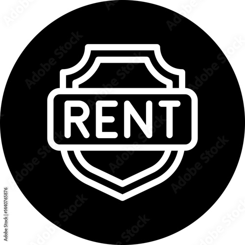 Rent Text With Shield Icon, Security, Protection Icon, Circular Style Isolated Vector Icon.