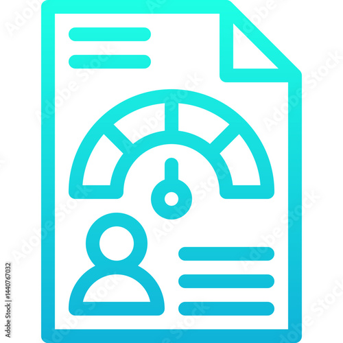 Credit Score Ranges Icon, Loan Rating Scale With Levels From Poor To Excellent. Report Dashboard With User, Financial Capacity Assessment. Lineal Gradient Style Isolated Vector Icon.