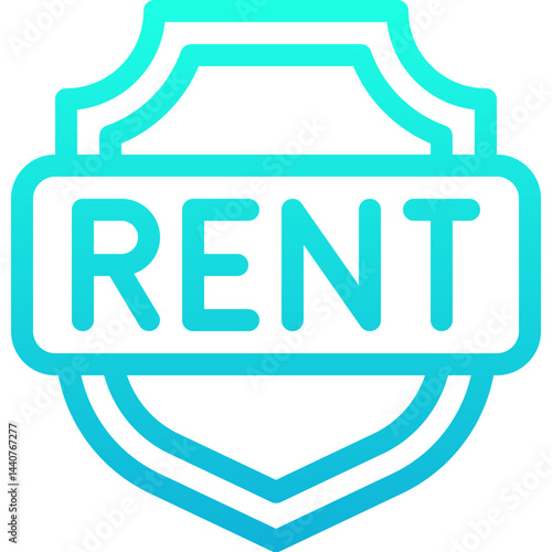 Rent Text With Shield Icon, Security, Protection Icon, 
Lineal Gradient Style Isolated Vector Icon. 