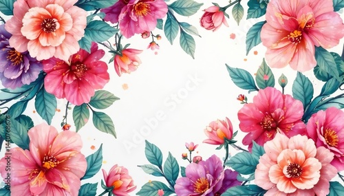 Wallpaper Mural Intricate watercolor floral pattern, soft hues, leaves, digital Torontodigital.ca