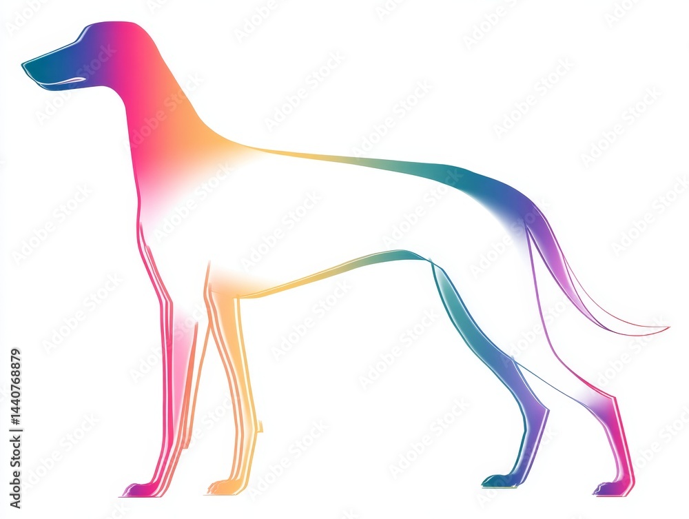 Obraz premium Colorful silhouette of a dog in gradient outline art style