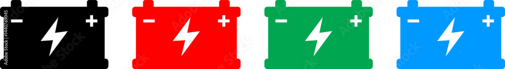 Car battery icon. Energy power accumulator. Auto battery symbols. Vector illustration. Car battery icon. Energy power accumulator. Auto battery symbols. Vector illustration.