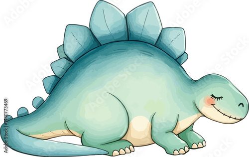 Cute little dinosaur. Watercolor vector illustration.