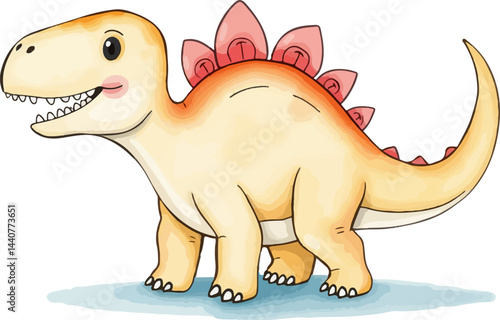 Cute little dinosaur. Watercolor vector illustration.
