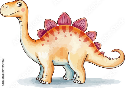 Cute little dinosaur. Watercolor vector illustration.