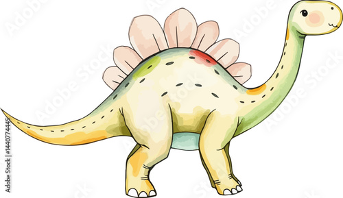 Cute little dinosaur. Watercolor vector illustration.