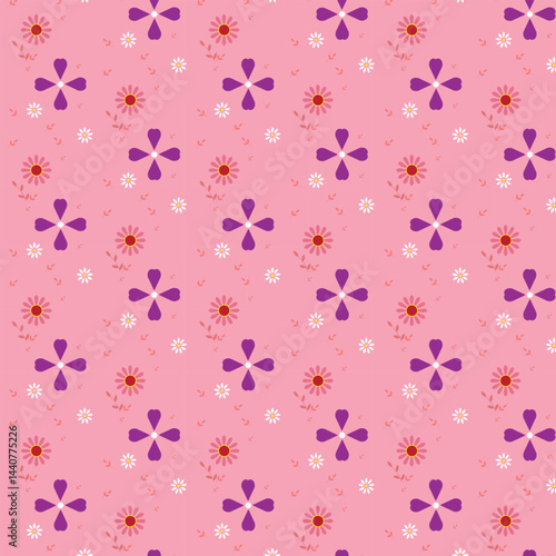 Vector illustration. Seamless pattern of small flowers. Seamless pattern in Trendy design. Trendy design for wallpaper, baby clothes, packaging.