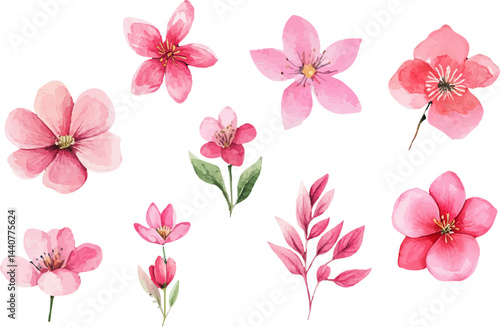 Wallpaper Mural set of pink flowers Torontodigital.ca