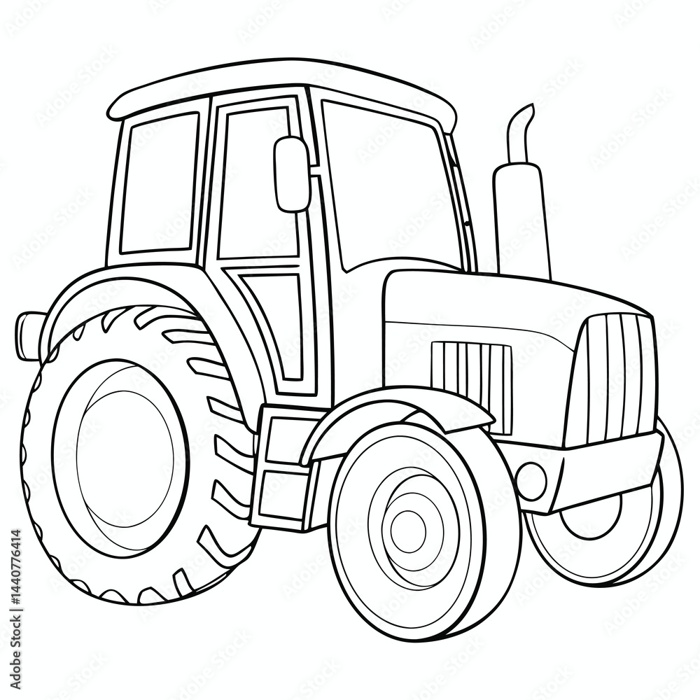 Obraz premium Tractor Farm Vehicle Drawing Outline