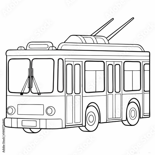  Trolleybus Vehicle Transport Drawing Outline