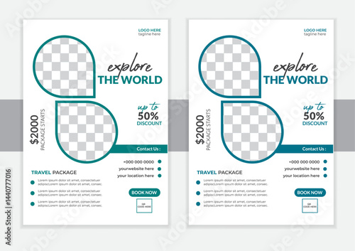 Professional and unique travel flyer template design. modern and clean travel advertising flyer layout design