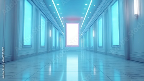 Wallpaper Mural Modern, glowing hallway with light panels Torontodigital.ca