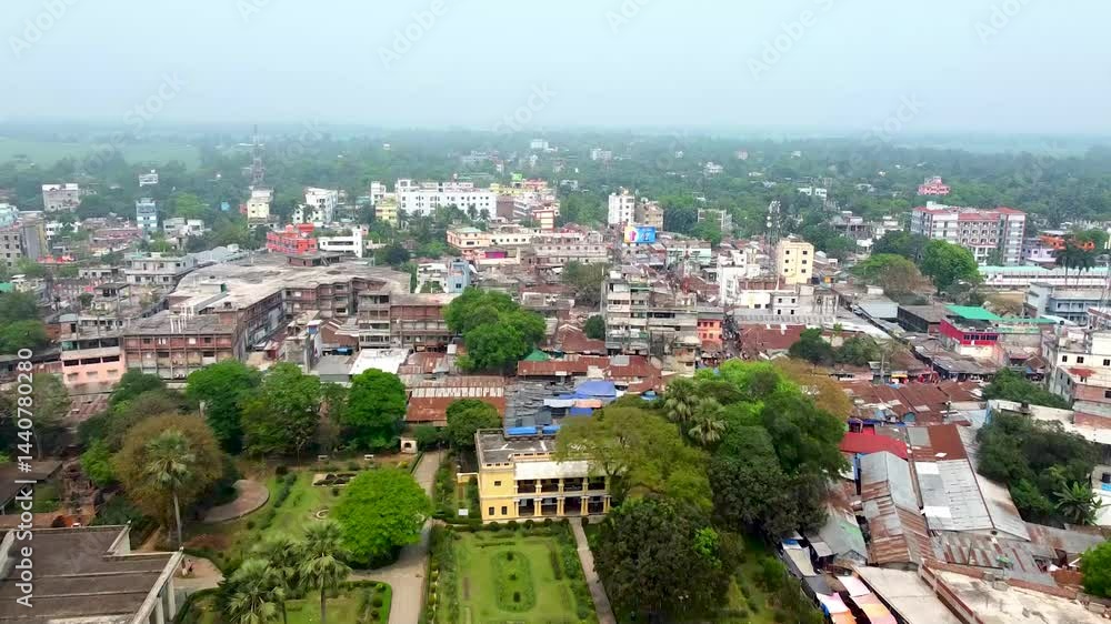 Arial drone shot of a crowdy busy rusty urban area with unplanned sitemap, Sirajganj Bangladesh Arial drone shot of a crowdy busy rusty urban area with unplanned sitemap, Sirajganj Bangladesh
