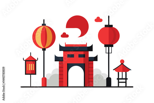 Entrance Arch Design Abstract Vector Illustration