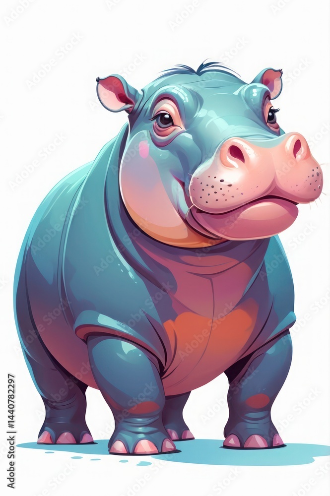 cartoon character of cute baby hippo icon isolated cartoon character of cute baby hippo icon isolated